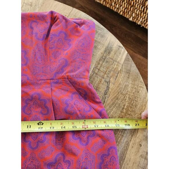 J. Crew Strapless Paisley Silk Blend Dress Built in Bra Pockets Women's Size 8 - Picture 10 of 13